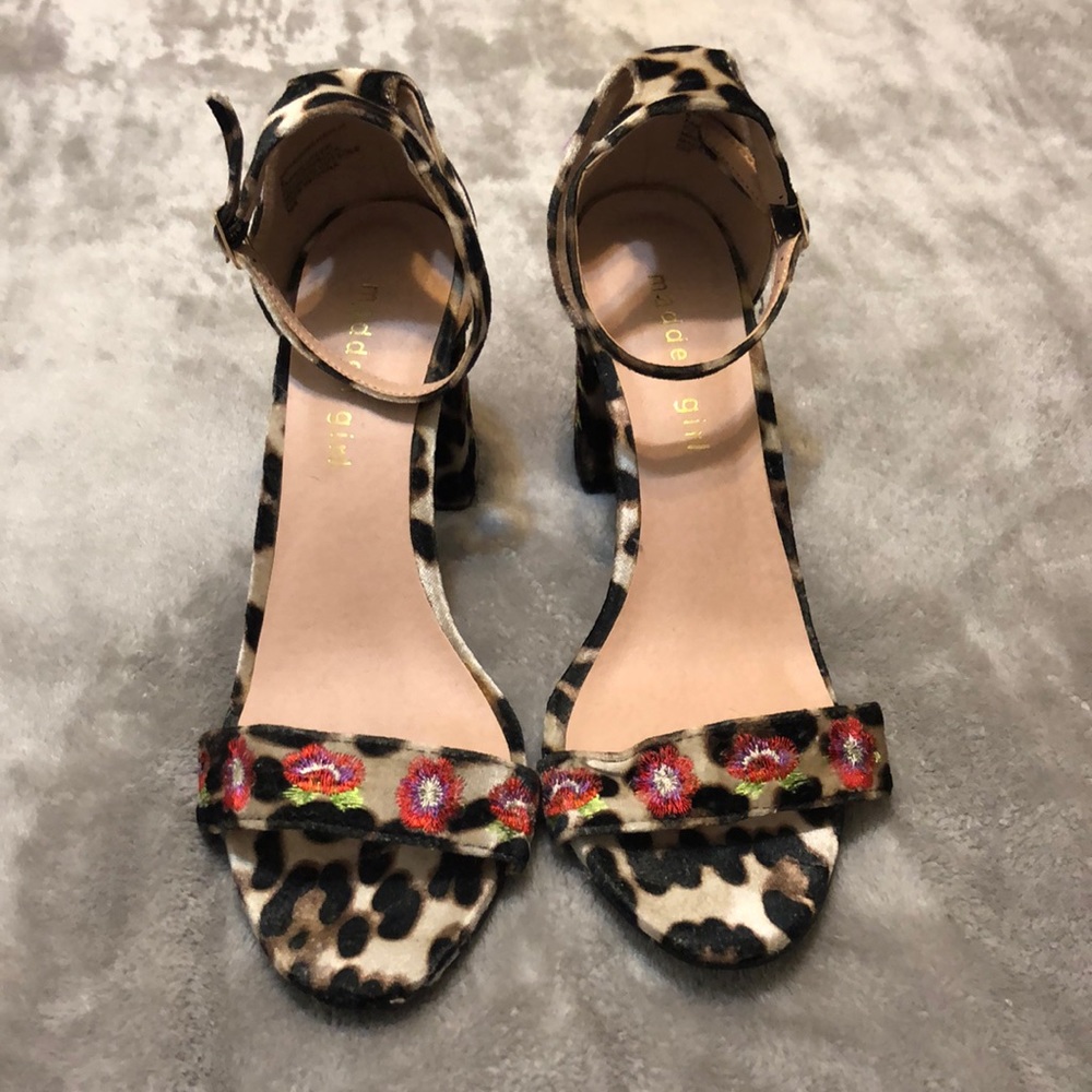 Madden girl leopard and floral print heels size 8